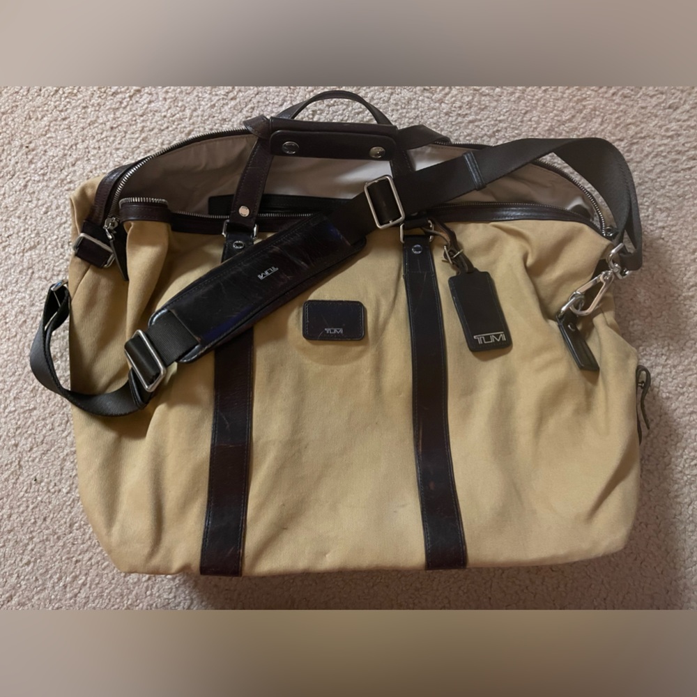 Tumi Canvas and Leather Duffle Bag